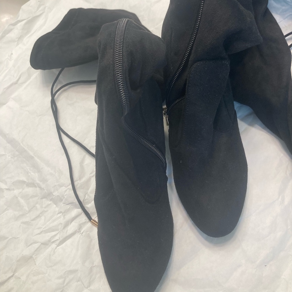 Side black thigh high boots 4inches high